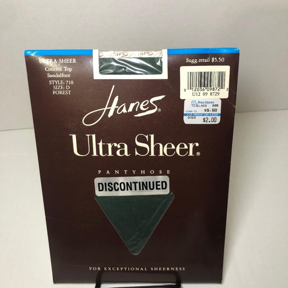 *Hanes Ultra Sheer Pantyhose Style 710 Size D Forest Control Top Discontinued